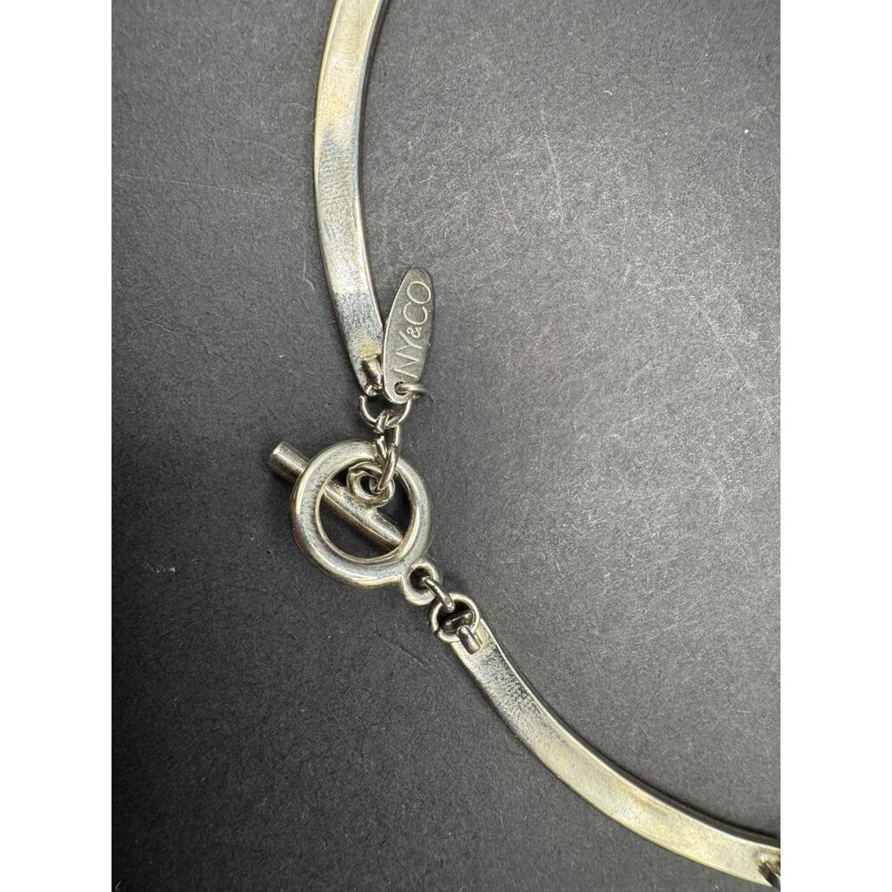 NY & CO Silver Tone Curved Tube Bar Chain Link Choker Necklace Toggle Clasp - Picture 11 of 11